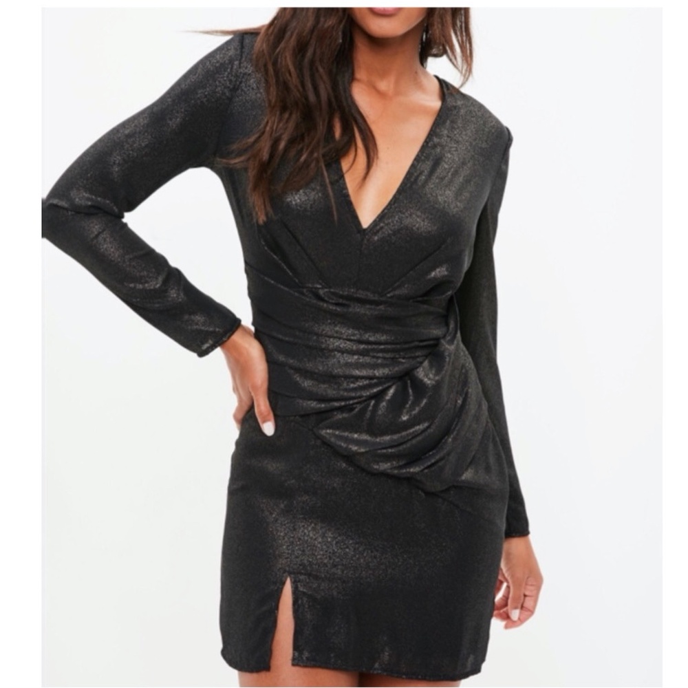 Metallic Wrap Dress